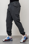Оптом Джинсы карго мужские с накладными карманами темно-серого цвета 2420TC в Перми, фото 6