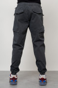 Оптом Джинсы карго мужские с накладными карманами темно-серого цвета 2420TC в Перми, фото 8