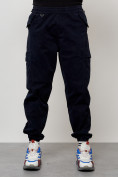 Оптом Джинсы карго мужские с накладными карманами темно-синего цвета 2420TS в Екатеринбурге