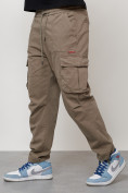 Оптом Джинсы карго мужские с накладными карманами бежевого цвета 2421B, фото 2
