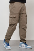 Оптом Джинсы карго мужские с накладными карманами бежевого цвета 2421B, фото 3