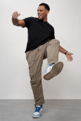 Оптом Джинсы карго мужские с накладными карманами бежевого цвета 2421B, фото 5