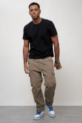 Оптом Джинсы карго мужские с накладными карманами бежевого цвета 2421B в Самаре, фото 6