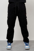 Оптом Джинсы карго мужские с накладными карманами черного цвета 2421Ch в Астане