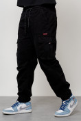 Оптом Джинсы карго мужские с накладными карманами черного цвета 2421Ch, фото 2
