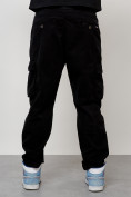 Оптом Джинсы карго мужские с накладными карманами черного цвета 2421Ch в Перми, фото 4