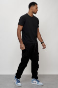Оптом Джинсы карго мужские с накладными карманами черного цвета 2421Ch в Тюмени, фото 7