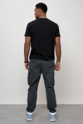 Оптом Джинсы карго мужские с накладными карманами темно-серого цвета 2421TC в Краснодаре, фото 11