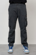 Оптом Джинсы карго мужские с накладными карманами темно-серого цвета 2421TC в Сочи, фото 4