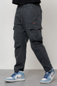 Оптом Джинсы карго мужские с накладными карманами темно-серого цвета 2421TC, фото 5