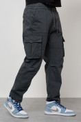Оптом Джинсы карго мужские с накладными карманами темно-серого цвета 2421TC в Иркутске, фото 6