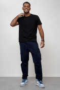 Оптом Джинсы карго мужские с накладными карманами темно-синего цвета 2421TS, фото 10