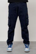 Оптом Джинсы карго мужские с накладными карманами темно-синего цвета 2421TS в Новосибирске, фото 5