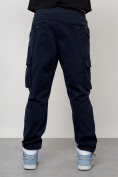 Оптом Джинсы карго мужские с накладными карманами темно-синего цвета 2421TS в Волгоградке, фото 8