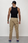 Оптом Джинсы карго мужские с накладными карманами бежевого цвета 2422B в Волгоградке, фото 6