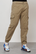 Оптом Джинсы карго мужские с накладными карманами бежевого цвета 2422B в Екатеринбурге, фото 9