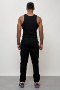Оптом Джинсы карго мужские с накладными карманами черного цвета 2422Ch в Новосибирске, фото 4