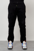 Оптом Джинсы карго мужские с накладными карманами черного цвета 2422Ch в Воронеже, фото 5