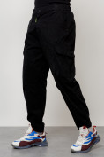 Оптом Джинсы карго мужские с накладными карманами черного цвета 2422Ch в Перми, фото 6