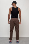 Оптом Джинсы карго мужские с накладными карманами коричневого цвета 2422K, фото 10