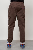 Оптом Джинсы карго мужские с накладными карманами коричневого цвета 2422K в Челябинске, фото 4