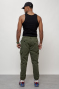 Оптом Джинсы карго мужские с накладными карманами цвета хаки 2422Kh в  Красноярске, фото 10