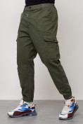 Оптом Джинсы карго мужские с накладными карманами цвета хаки 2422Kh в Уфе, фото 2
