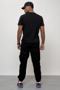 Оптом Джинсы карго мужские с накладными карманами черного цвета 2423Ch в Баку, фото 10