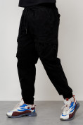 Оптом Джинсы карго мужские с накладными карманами черного цвета 2423Ch в Иркутске, фото 4