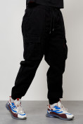 Оптом Джинсы карго мужские с накладными карманами черного цвета 2423Ch, фото 5