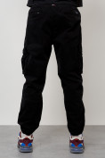 Оптом Джинсы карго мужские с накладными карманами черного цвета 2423Ch в Краснодаре, фото 6
