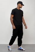 Оптом Джинсы карго мужские с накладными карманами черного цвета 2423Ch в Краснодаре, фото 9