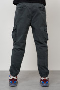 Оптом Джинсы карго мужские с накладными карманами темно-серого цвета 2423TC, фото 10