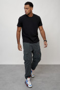 Оптом Джинсы карго мужские с накладными карманами темно-серого цвета 2423TC, фото 12