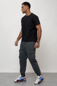 Оптом Джинсы карго мужские с накладными карманами темно-серого цвета 2423TC в Волгоградке, фото 4