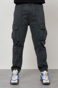 Оптом Джинсы карго мужские с накладными карманами темно-серого цвета 2423TC, фото 7