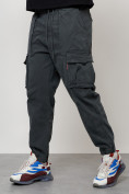 Оптом Джинсы карго мужские с накладными карманами темно-серого цвета 2423TC, фото 8