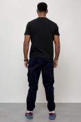 Оптом Джинсы карго мужские с накладными карманами темно-синего цвета 2423TS в Астане, фото 10