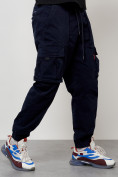 Оптом Джинсы карго мужские с накладными карманами темно-синего цвета 2423TS, фото 5