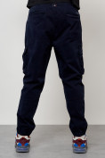 Оптом Джинсы карго мужские с накладными карманами темно-синего цвета 2423TS, фото 6