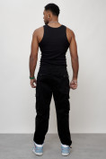 Оптом Джинсы карго мужские с накладными карманами черного цвета 2424Ch, фото 4