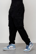 Оптом Джинсы карго мужские с накладными карманами черного цвета 2424Ch, фото 6
