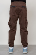 Оптом Джинсы карго мужские с накладными карманами коричневого цвета 2424K, фото 8