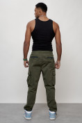 Оптом Джинсы карго мужские с накладными карманами цвета хаки 2424Kh в Уфе, фото 4