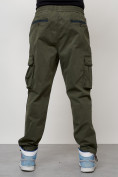 Оптом Джинсы карго мужские с накладными карманами цвета хаки 2424Kh в Краснодаре, фото 8