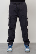 Оптом Джинсы карго мужские с накладными карманами темно-серого цвета 2424TC в Санкт-Петербурге