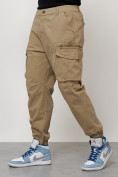 Оптом Джинсы карго мужские с накладными карманами бежевого цвета 2425B, фото 2
