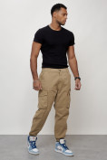 Оптом Джинсы карго мужские с накладными карманами бежевого цвета 2425B, фото 7