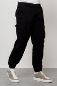 Оптом Джинсы карго мужские с накладными карманами черного цвета 2425Ch в Перми, фото 3