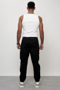 Оптом Джинсы карго мужские с накладными карманами черного цвета 2425Ch в Новосибирске, фото 8
